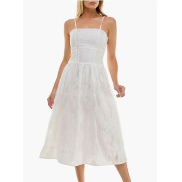Socialite Women's Jacquard Midi Sundress Adjustable Strap White Size S - Picture 1 of 12